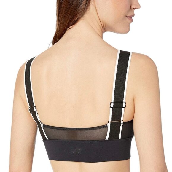 New Balance Sports Bra Size S/M Black White Studio Enlightened‎ Bandeau Crop Top - Picture 6 of 12